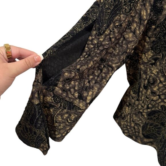 Y2K Bellessa Black Gold Asymmetrical Blouse Dark Romantic WhimsiGoth Fairy M - Picture 5 of 10